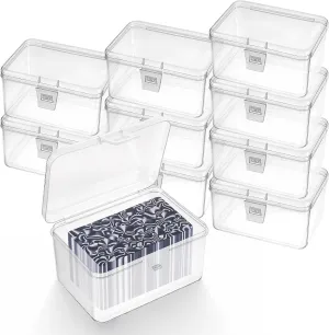 10 PCS Clear Playing Card Case, 4.7 X 3.34 X 2.55in Plastic Playing Card Storage Box, Snaps Closed Cards Game Storage Box for Game Cards, Puzzle, Chess Pieces, Jewelry, Bead