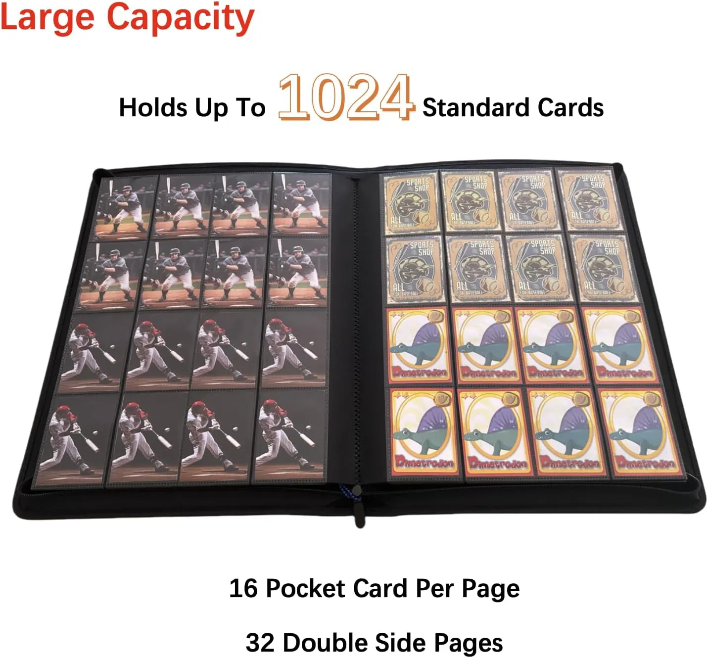 1000  Pockets Trading Card Binder,16 Pockets Card Ablum Fit for MTG/TCG/Commander/Magic,Premium Card Binder Compatible with Soccer,Baseball,Basketball and Game Card (Red)