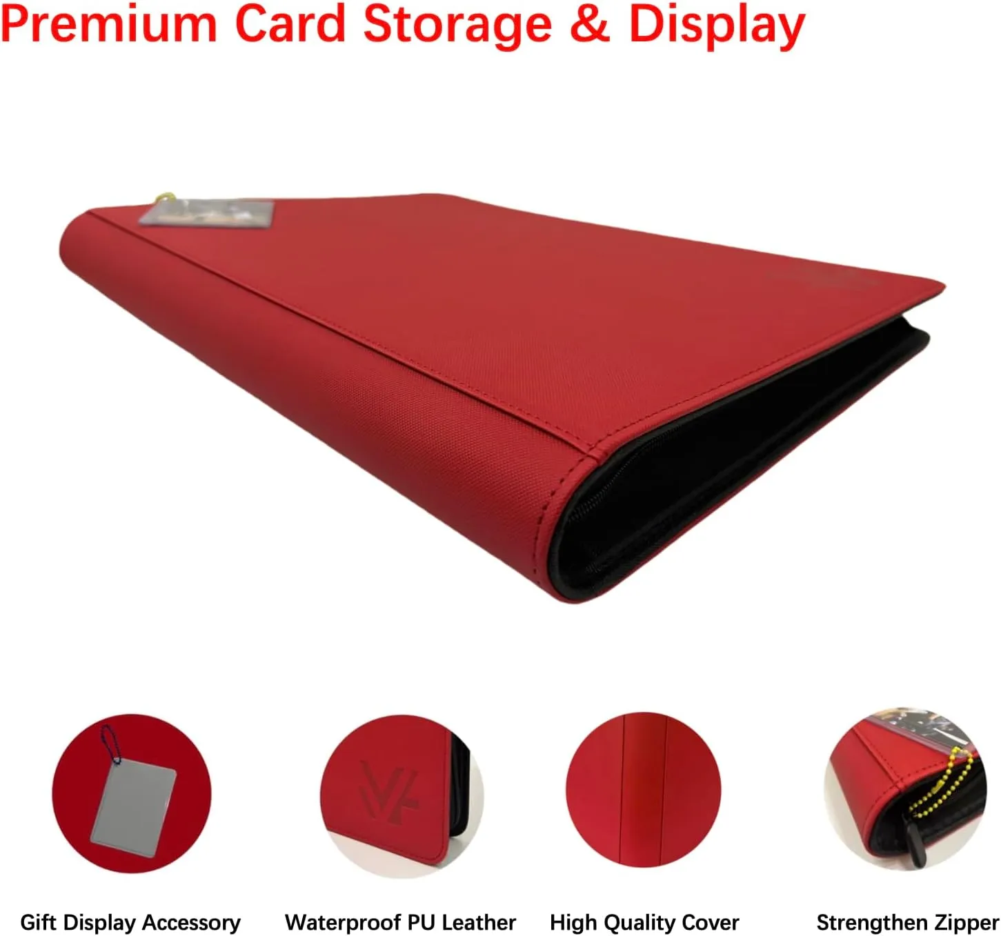 1000  Pockets Trading Card Binder,16 Pockets Card Ablum Fit for MTG/TCG/Commander/Magic,Premium Card Binder Compatible with Soccer,Baseball,Basketball and Game Card (Red)