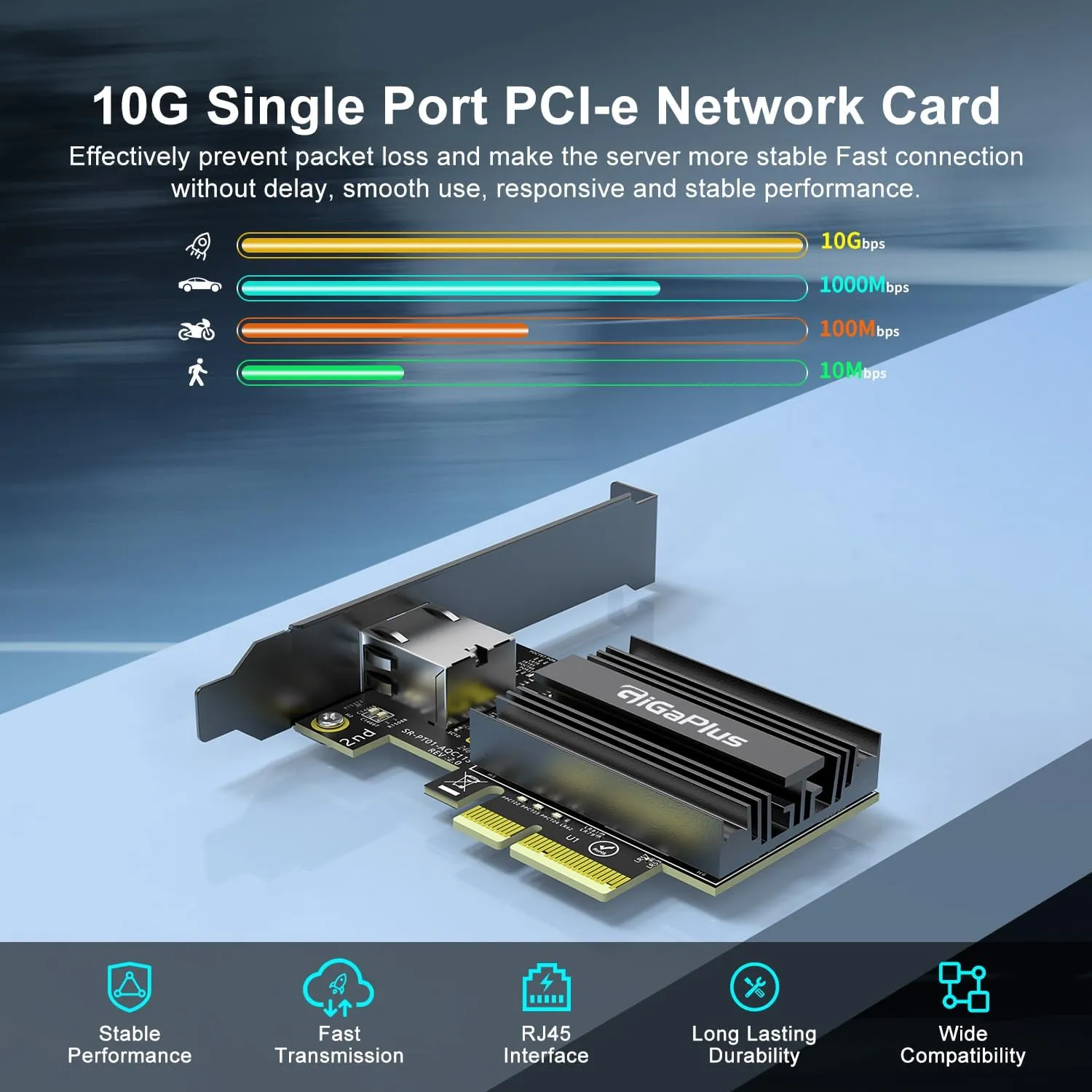 10Gbe PCI-e Network Card, AQC113 Controller, 10G Base-T RJ45 Port NIC Card, GiGaPlus 100/1000/2500/10000Mbps Ethernet Card, 10Gb Ethernet Adapter Support Windows10/11/Windows Server/Linux