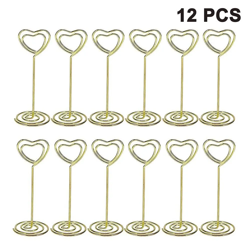 12 Pack Heart Shape Table Number Photo Holder Stands Place Card Paper Menu Clip
