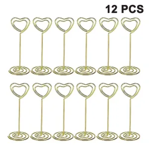 12 Pack Heart Shape Table Number Photo Holder Stands Place Card Paper Menu Clip