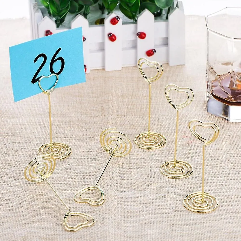 12 Pack Heart Shape Table Number Photo Holder Stands Place Card Paper Menu Clip