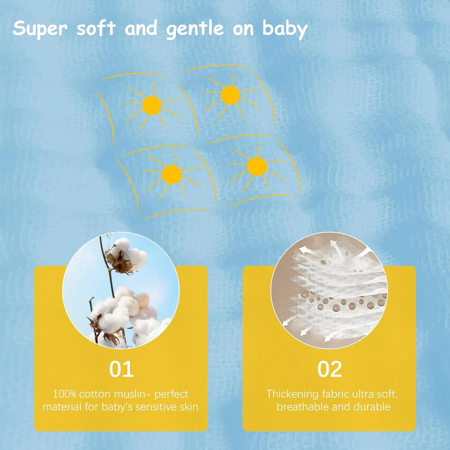 12 Pack Muslin Burp Cloths 100% Cotton Muslin Cloths Large 20''x10'' Extra Soft and Absorbent Baby Burping Cloth - Aqua