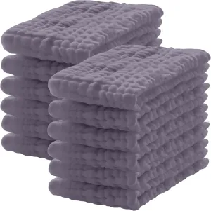 12 Pack Muslin Burp Cloths 100% Cotton Muslin Cloths Large 20''x10'' Extra Soft and Absorbent Baby Burping Cloth - Grey