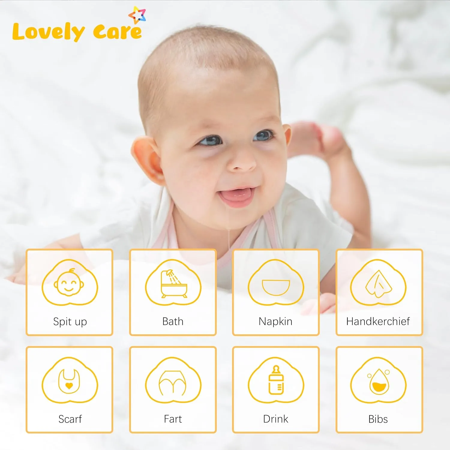 12 Pack Muslin Burp Cloths 100% Cotton Muslin Cloths Large 20''x10'' Extra Soft and Absorbent Baby Burping Cloth - Honey