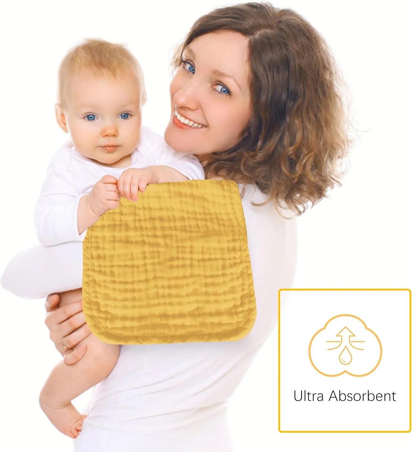 12 Pack Muslin Burp Cloths 100% Cotton Muslin Cloths Large 20''x10'' Extra Soft and Absorbent Baby Burping Cloth - Honey