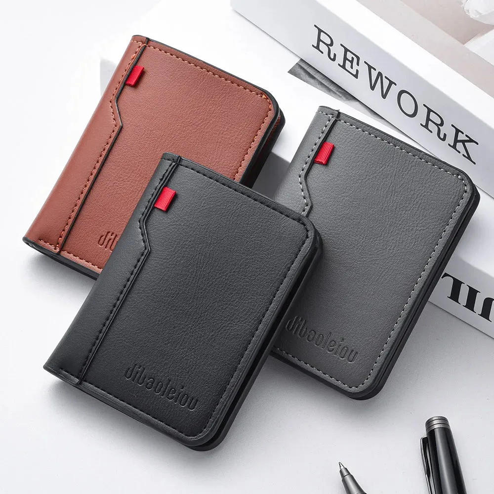 1pc new ultra-thin mini soft PU leather credit card wallet holder short vertical high-quality wallet.