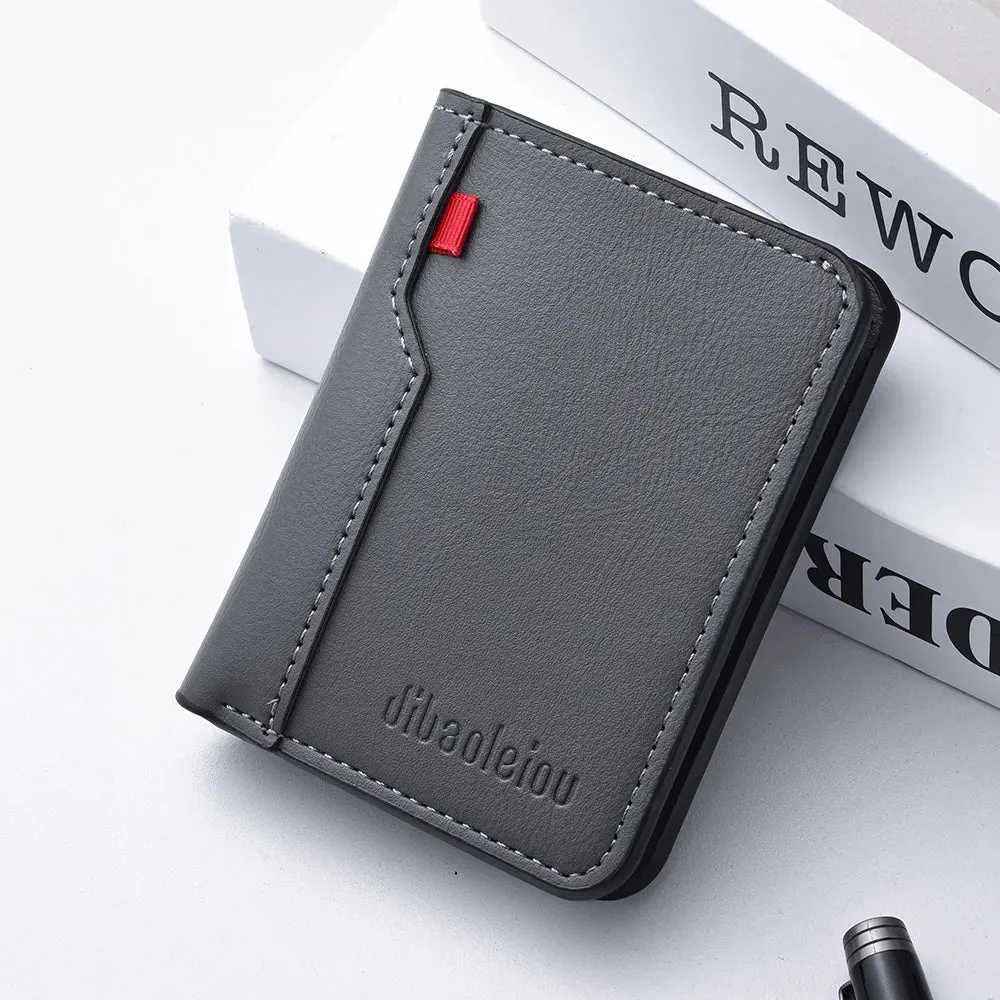 1pc new ultra-thin mini soft PU leather credit card wallet holder short vertical high-quality wallet.