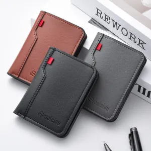 1pc new ultra-thin mini soft PU leather credit card wallet holder short vertical high-quality wallet.