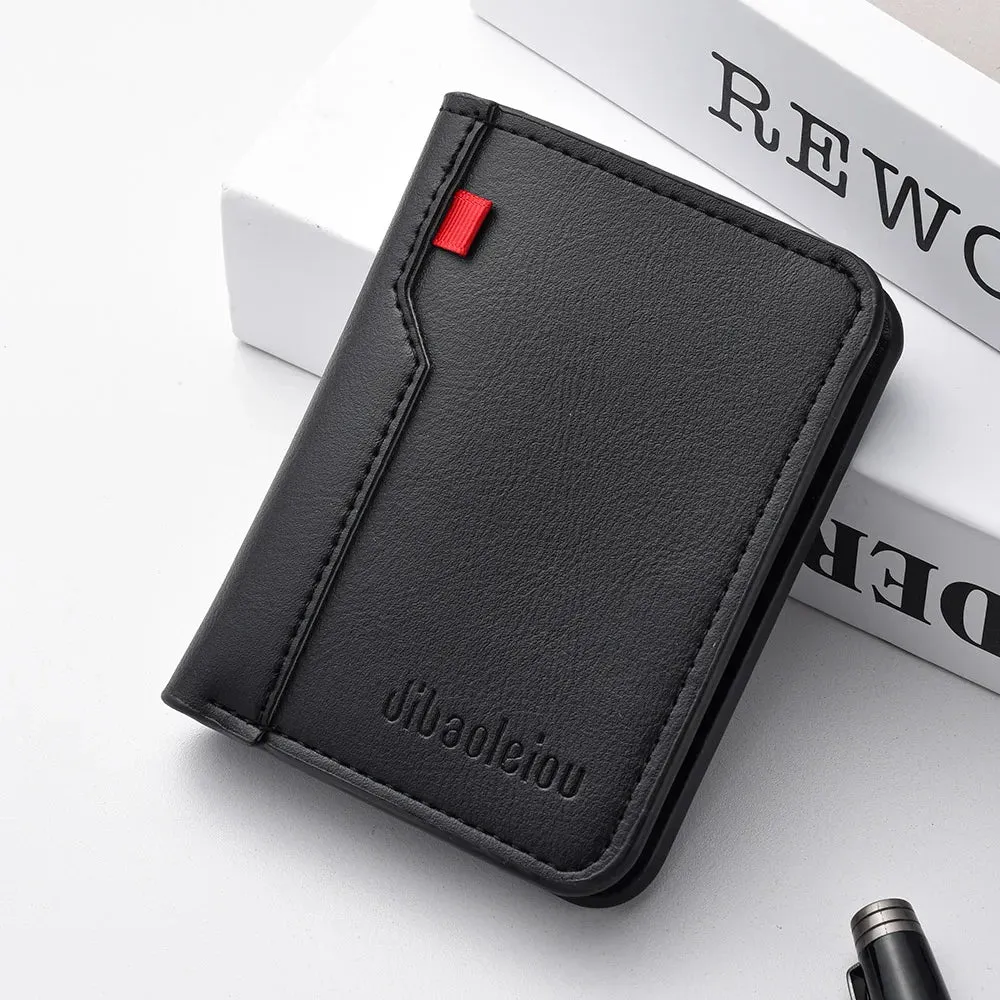 1pc new ultra-thin mini soft PU leather credit card wallet holder short vertical high-quality wallet.