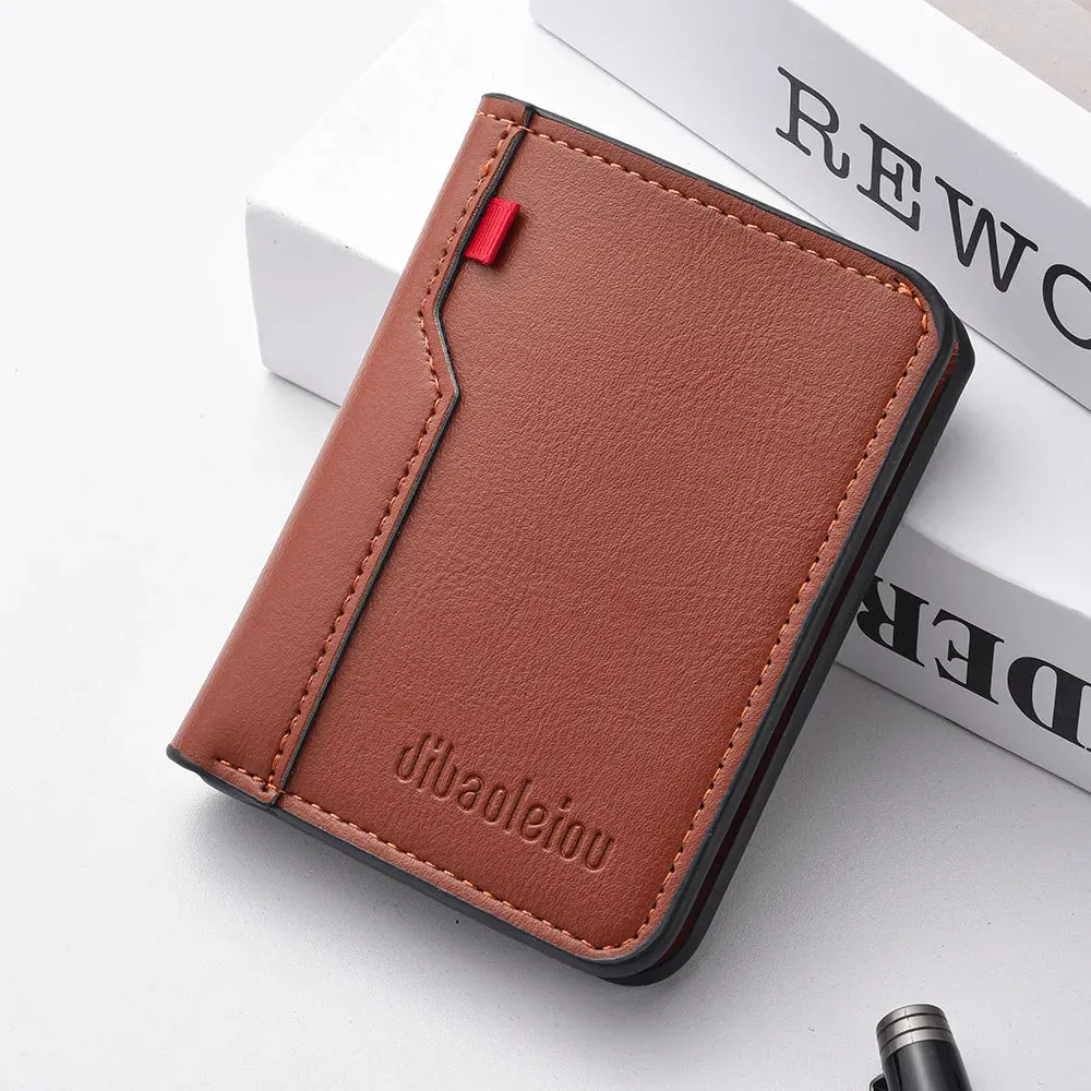 1pc new ultra-thin mini soft PU leather credit card wallet holder short vertical high-quality wallet.