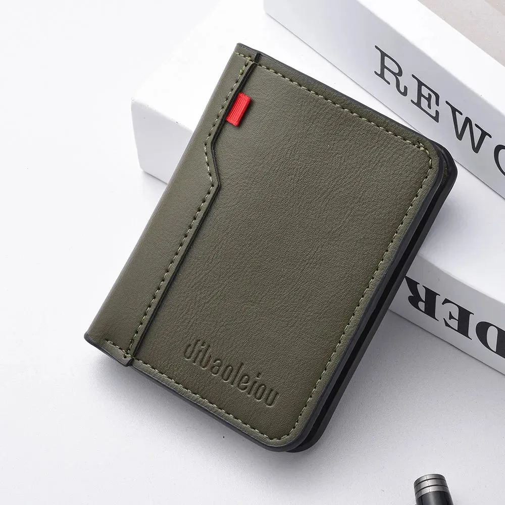 1pc new ultra-thin mini soft PU leather credit card wallet holder short vertical high-quality wallet.