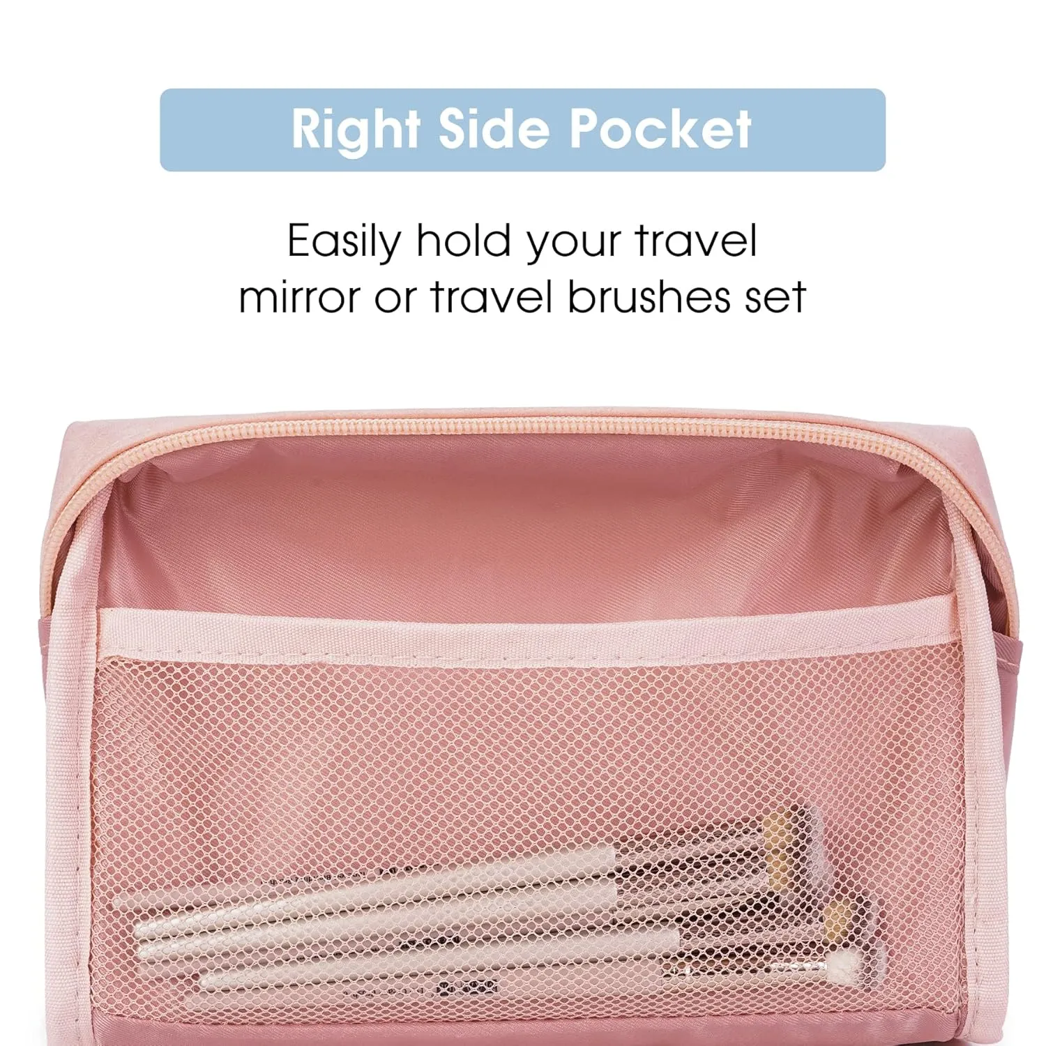2 Pack Vegan Leather Makeup Bag Zipper Pouch Travel Cosmetic Organizer for Women (Large (Pack of 2), Orange Pink)
