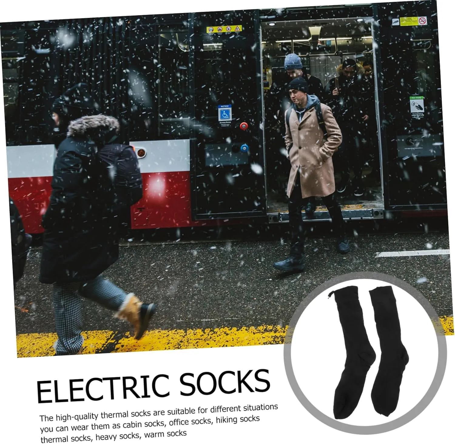 2 Pairs Electric Socks Motorcycle Heated Socks Mens Warm Socks Mens Thermal Socks Rechargable Batteries d Battery Rechargeable Motorcycle Battery Heating Socks Cotton Stocking USB
