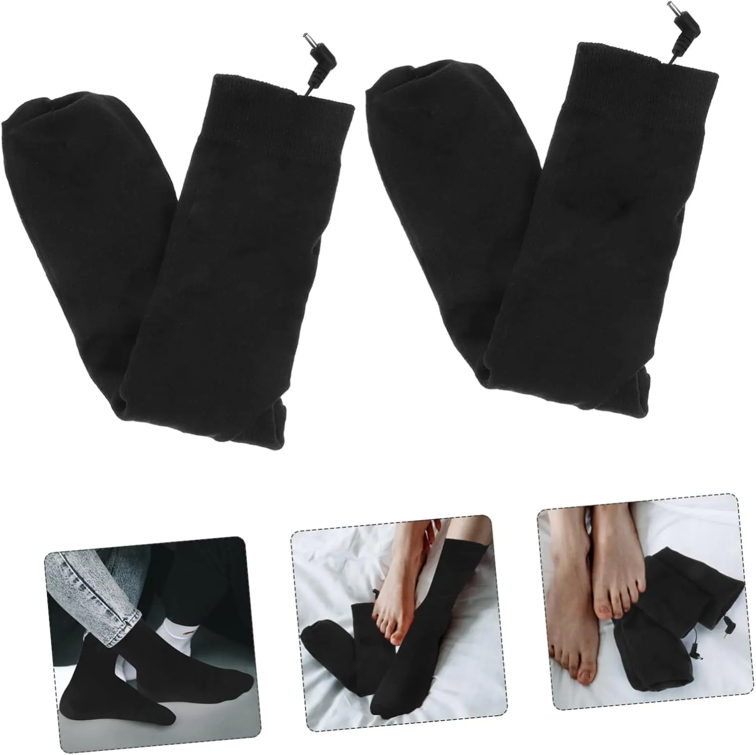 2 Pairs Electric Socks Motorcycle Heated Socks Mens Warm Socks Mens Thermal Socks Rechargable Batteries d Battery Rechargeable Motorcycle Battery Heating Socks Cotton Stocking USB