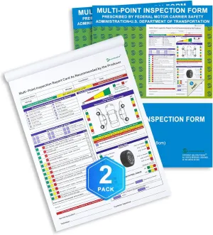 200 Sets Multi-Point Automotive/Vehicle Inspection Report Forms 2-ply Carbonless for Any Make of Vehicle, Inspection Checklist, DOT Compliant, 8-1/2 x 11-3/4”