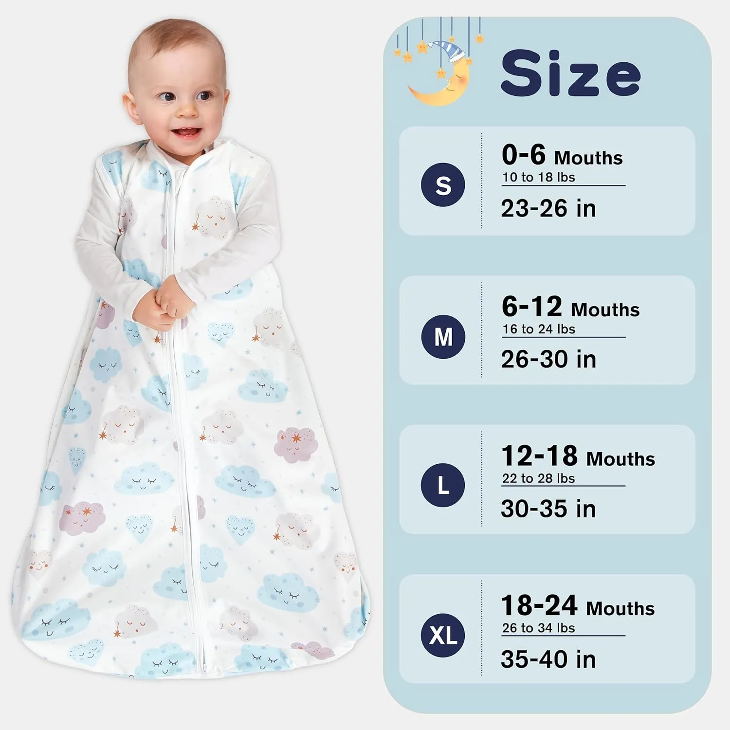 3 Pack Baby Sleep Sack 12-18 Months 100% Rayon Cotton Baby Sleeping Bag 2-Way Zipper Toddler Wearable Blankets Comfy Stretchy Lightweight TOG 0.3 （Purple&Clouds&Starry Sky）