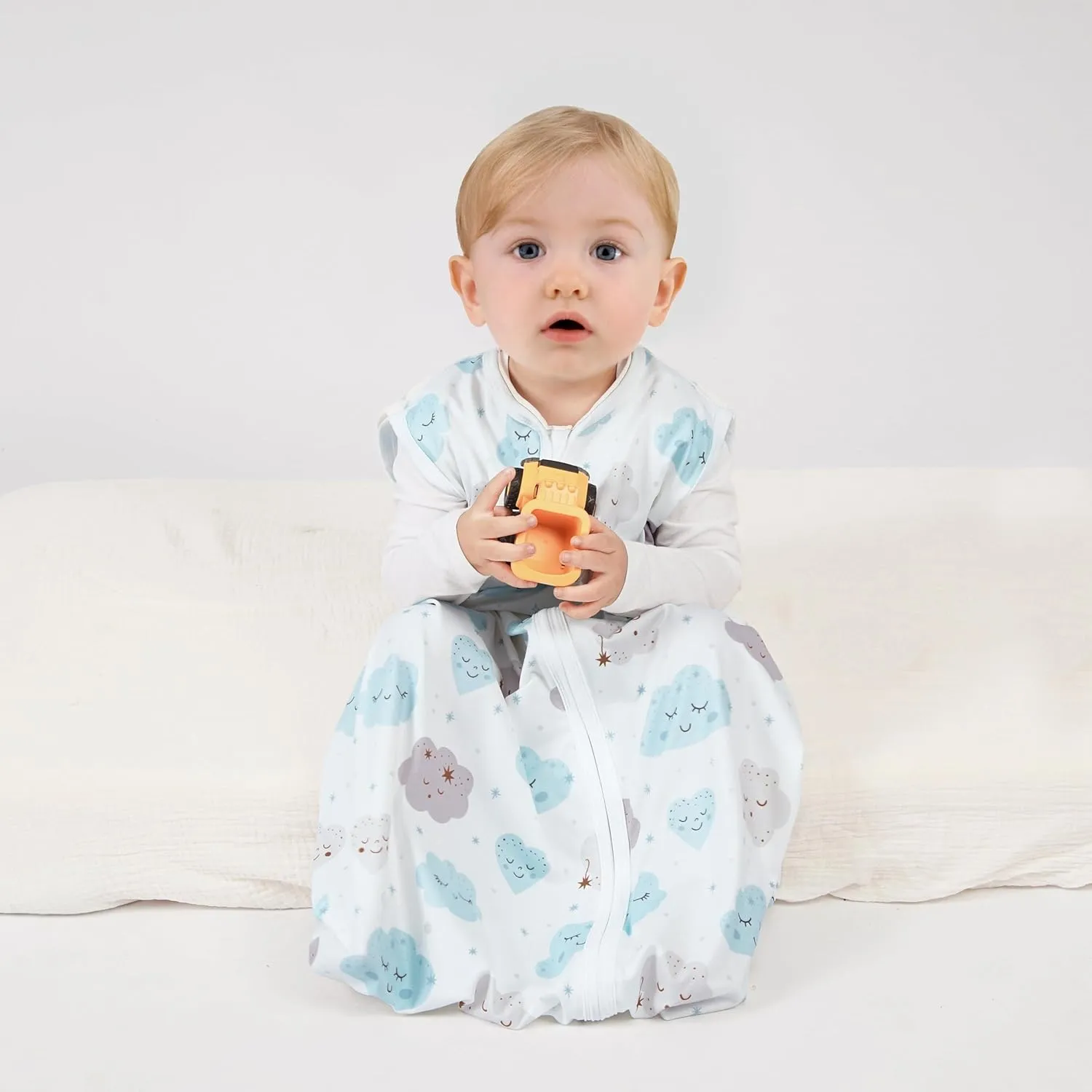 3 Pack Baby Sleep Sack 12-18 Months 100% Rayon Cotton Baby Sleeping Bag 2-Way Zipper Toddler Wearable Blankets Comfy Stretchy Lightweight TOG 0.3 （Purple&Clouds&Starry Sky）