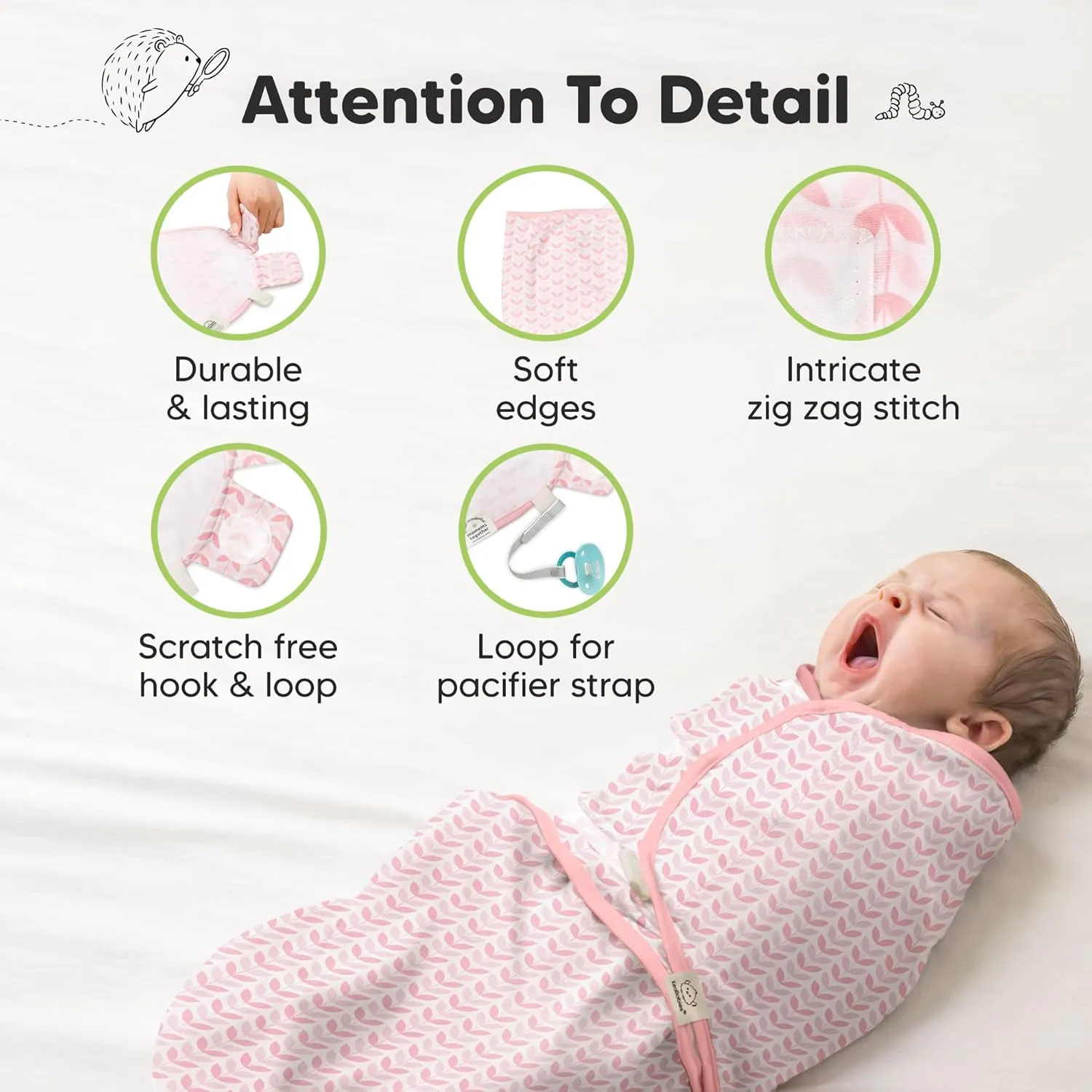 3-Pack Organic Baby Swaddle Sleep Sacks - Swaddles for Newborns, Infant 0-3 Months, Baby Girls, Boys, Soft & Snug Newborn Sleep Sack, Nursery Swaddling Blankets (Blossom)