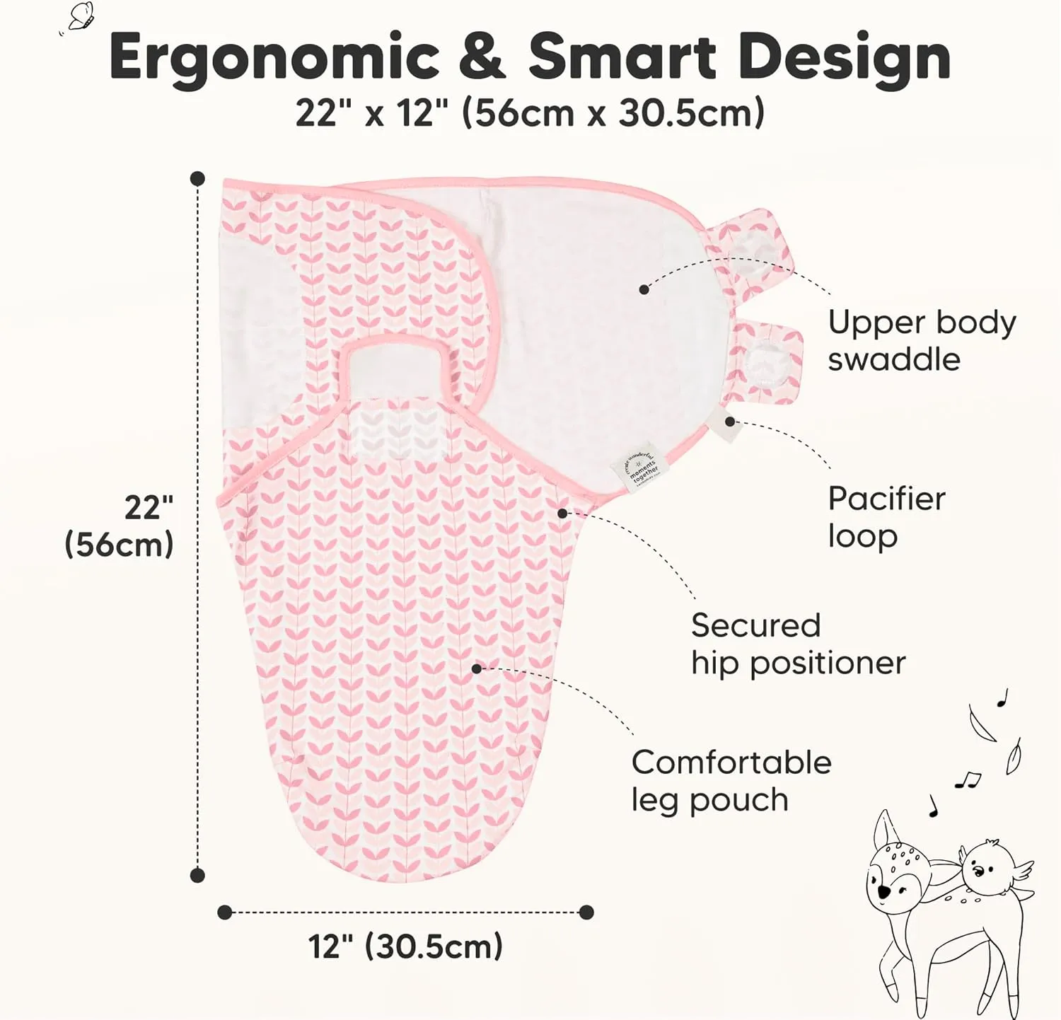 3-Pack Organic Baby Swaddle Sleep Sacks - Swaddles for Newborns, Infant 0-3 Months, Baby Girls, Boys, Soft & Snug Newborn Sleep Sack, Nursery Swaddling Blankets (Blossom)