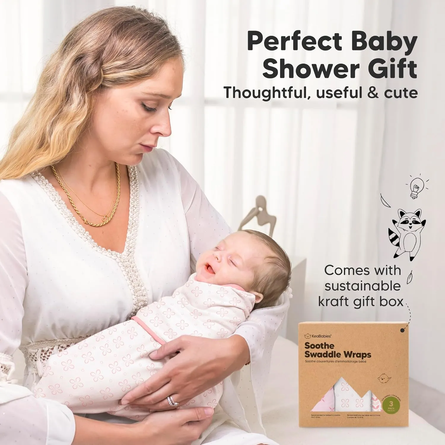 3-Pack Organic Baby Swaddle Sleep Sacks - Swaddles for Newborns, Infant 0-3 Months, Baby Girls, Boys, Soft & Snug Newborn Sleep Sack, Nursery Swaddling Blankets (Blossom)
