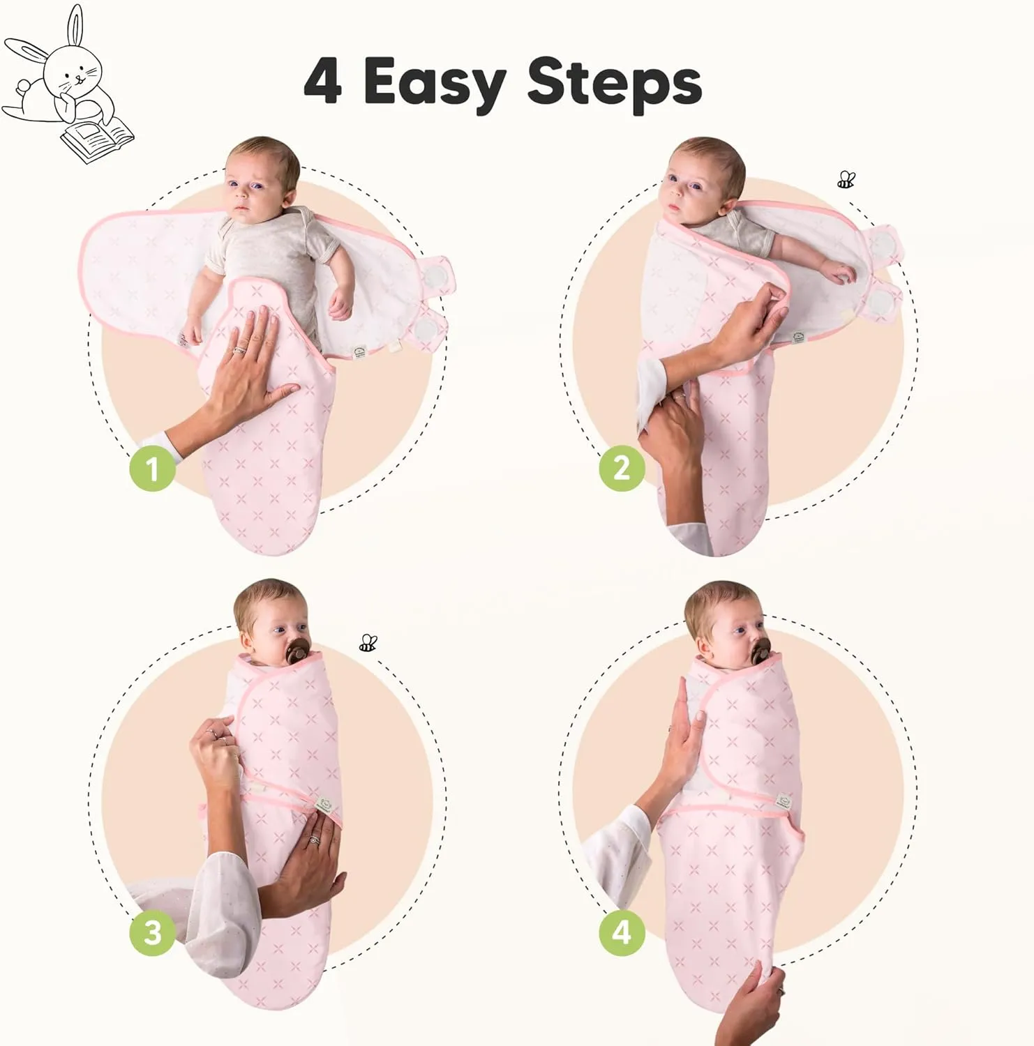 3-Pack Organic Baby Swaddle Sleep Sacks - Swaddles for Newborns, Infant 0-3 Months, Baby Girls, Boys, Soft & Snug Newborn Sleep Sack, Nursery Swaddling Blankets (Blossom)