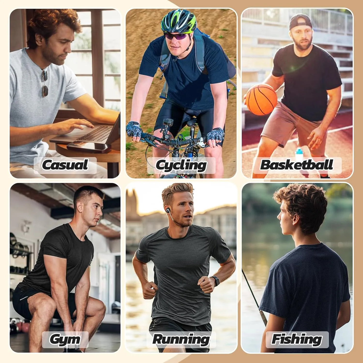3 Pack Workout Mens Shirts - Dry Fit Causal Moisture Wicking Work Gym Athletic Short Sleeve for Basketball Running