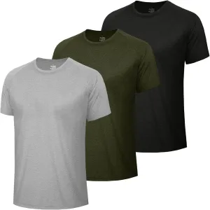 3 Pack Workout Mens Shirts - Dry Fit Causal Moisture Wicking Work Gym Athletic Short Sleeve for Basketball Running
