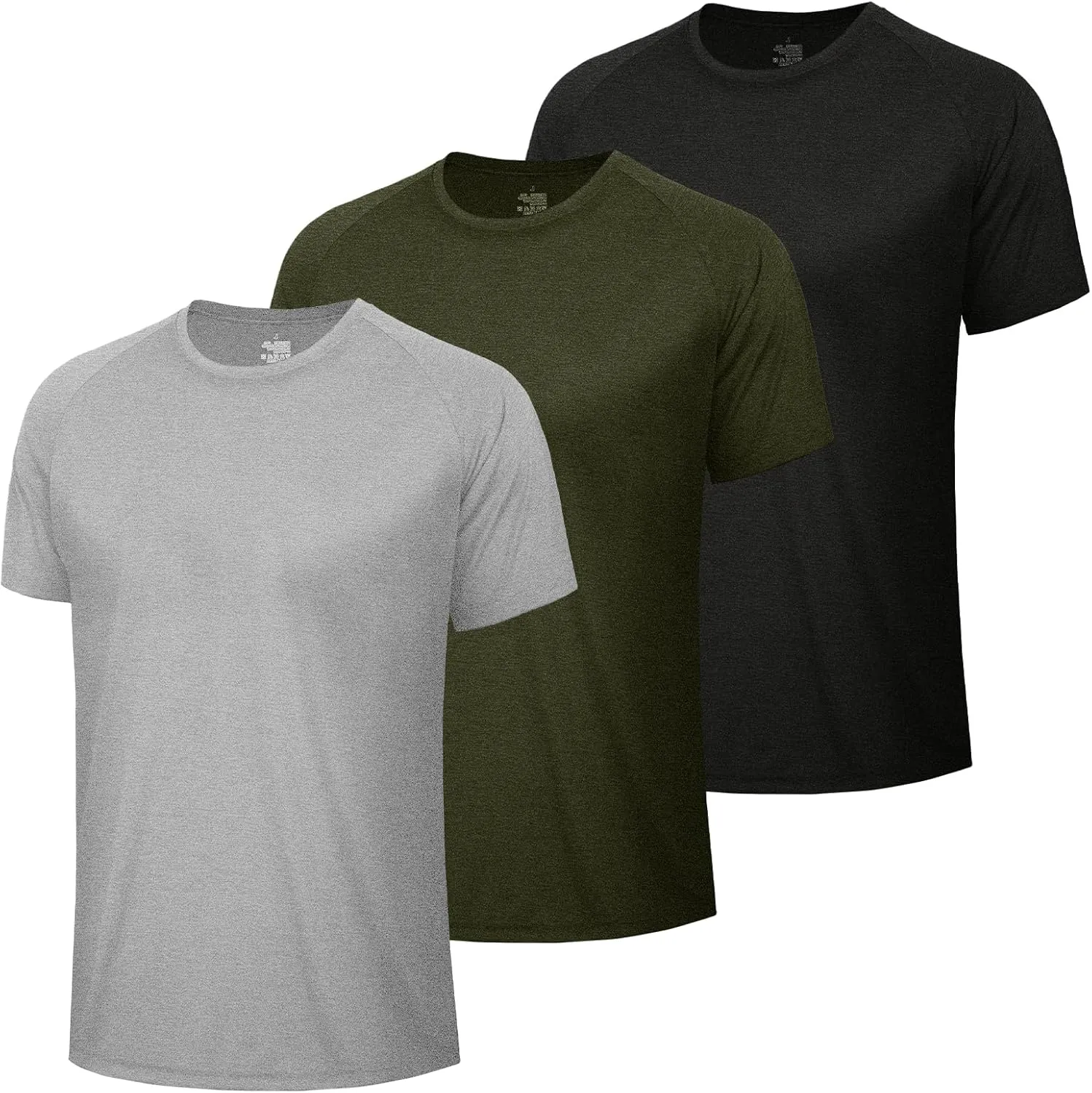 3 Pack Workout Mens Shirts - Dry Fit Causal Moisture Wicking Work Gym Athletic Short Sleeve for Basketball Running