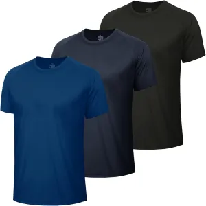 3 Pack Workout Mens Shirts - Dry Fit Causal Moisture Wicking Work Gym Athletic Short Sleeve for Basketball Running