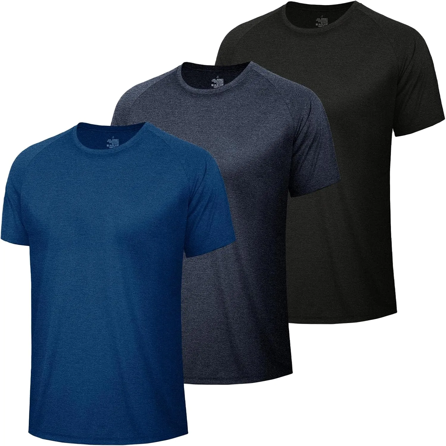3 Pack Workout Mens Shirts - Dry Fit Causal Moisture Wicking Work Gym Athletic Short Sleeve for Basketball Running