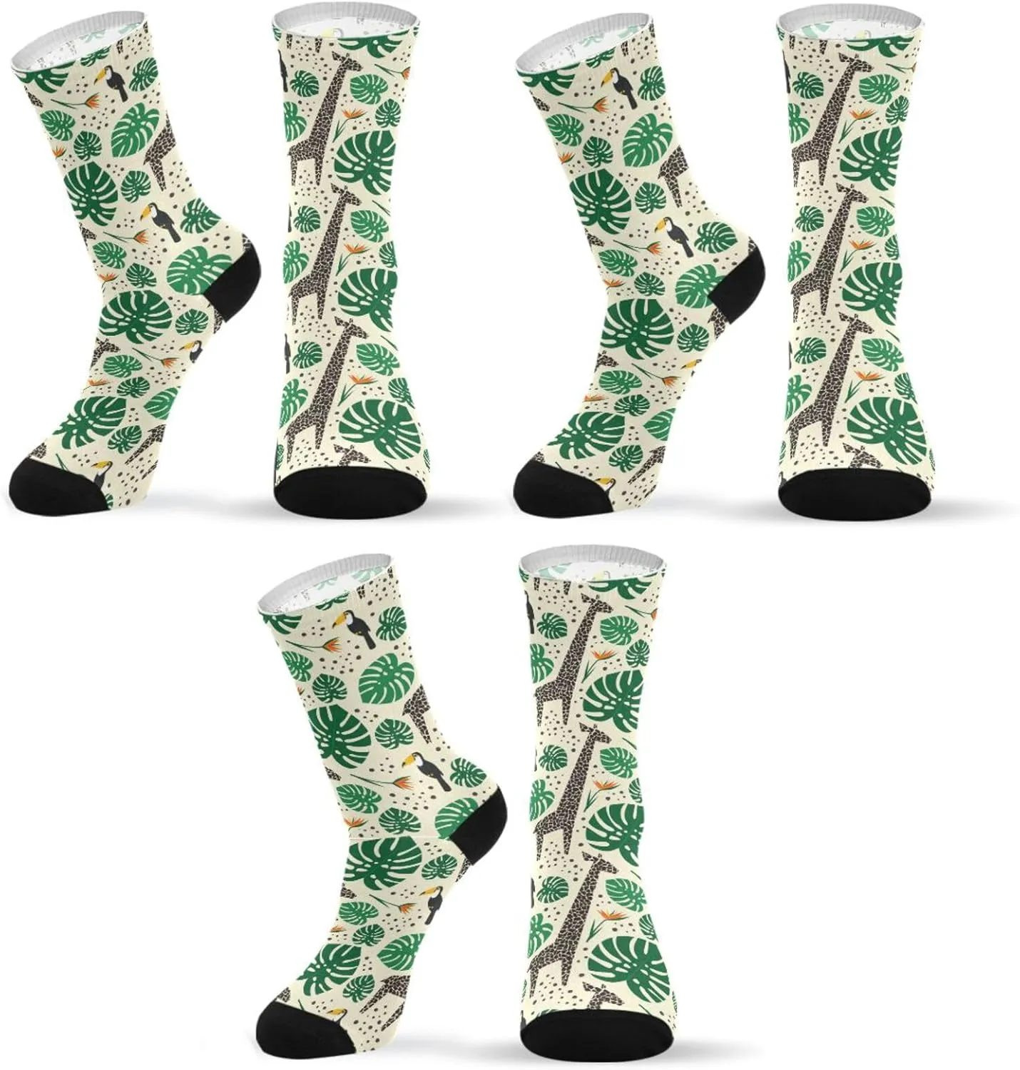 3 Packs Casual Socks, Compression Crew Knee High Athletic Soft Circulation Socks