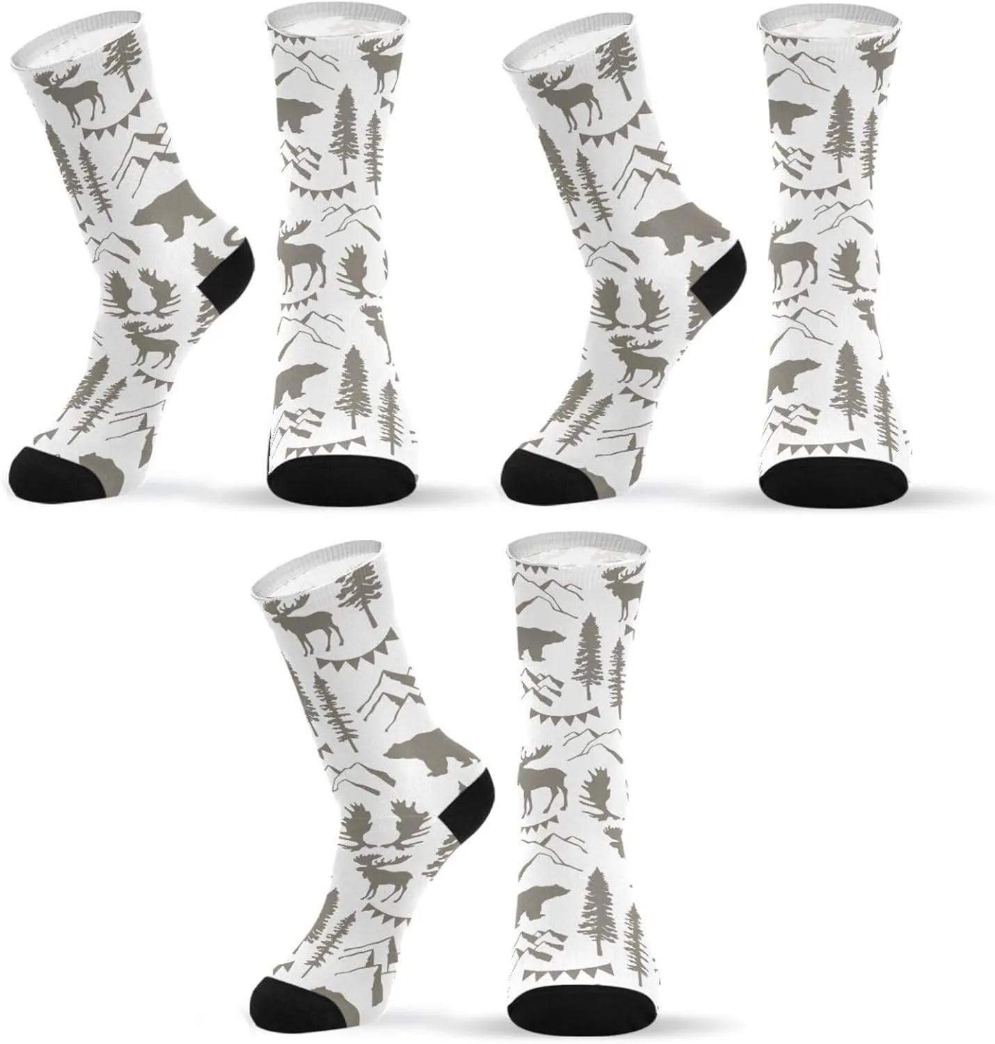 3 Packs Casual Socks, Compression Crew Knee High Athletic Soft Circulation Socks