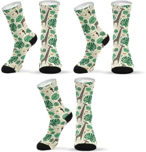 3 Packs Casual Socks, Compression Crew Knee High Athletic Soft Circulation Socks