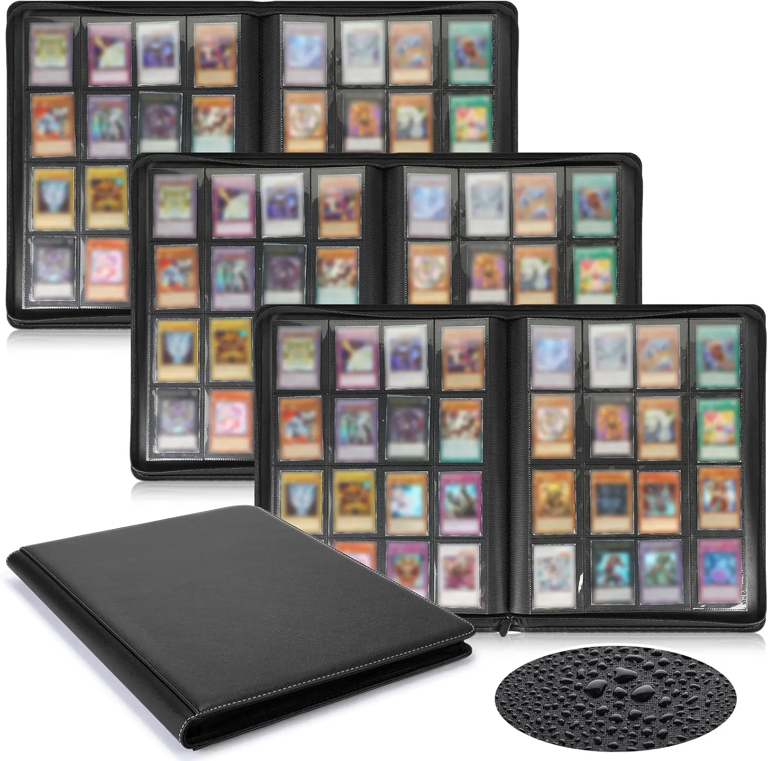 3 Pcs 16 Pocket Trading Card Binder 3000  Pockets Binder Album Compatible with Mtg, Sports, Standard Size Card for Collector