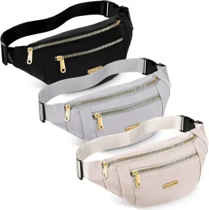 3 Pcs Waterproof Fanny Packs for Women and Men Waist Pack with Adjustable Strap Waist Pouch for Sports Running Exercise Walking Travel