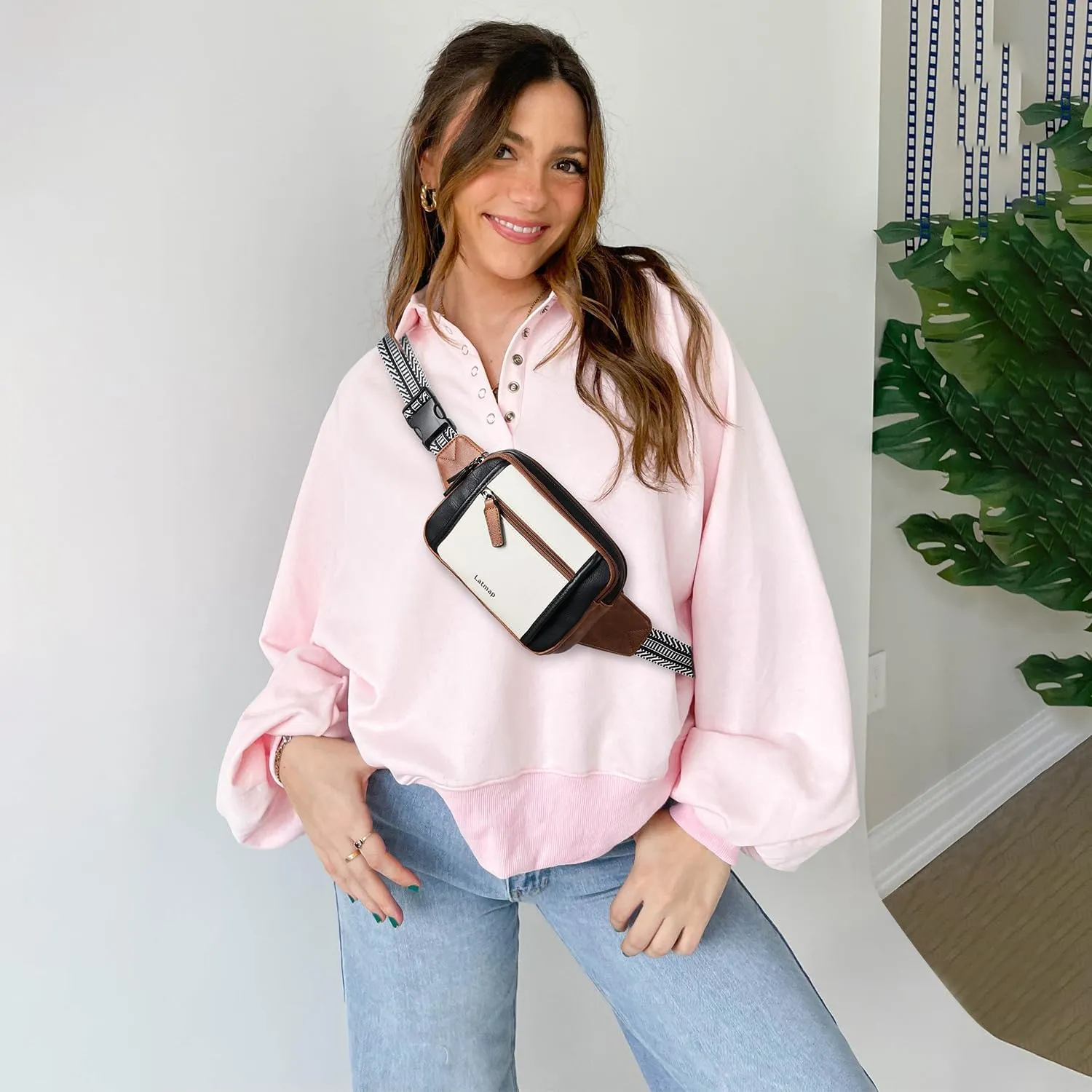 3L TRIPLE ZIP Fanny Packs Belt Bag For Women Men Crossbody Waist Pack Sling Chest Bum Travel Bag Purse Faux Leather Fashion Cute Black