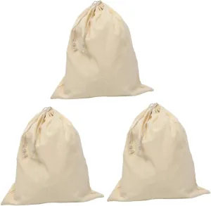 3pcs Canvas Laundry Bag Extra Large Drawstring Travel Bag Laundry Organizer Net Hotel Storage