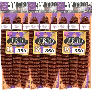 3X TRIO DEEPWAVE 20" (3 PACK) SYNTHETIC HAIR FOR CROCHET BRAIDING (#350 RUSTY COPPER)