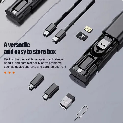 5-in-1 PD60W Fast Charge Cable Conversion Adapter USB Micro iPhone Conversion Adapter USB C to Type C Cable Card Storage Case