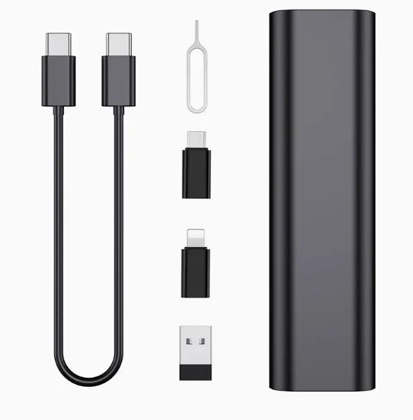 5-in-1 PD60W Fast Charge Cable Conversion Adapter USB Micro iPhone Conversion Adapter USB C to Type C Cable Card Storage Case