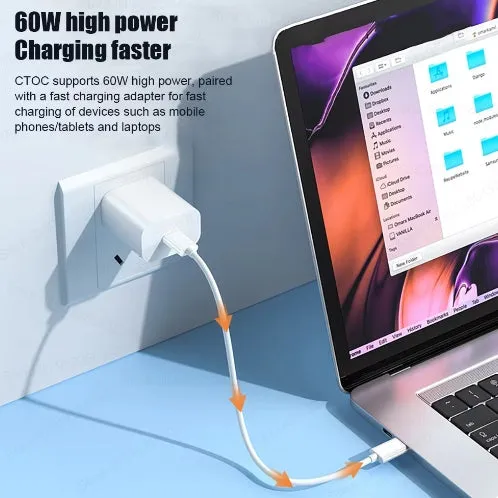 5-in-1 PD60W Fast Charge Cable Conversion Adapter USB Micro iPhone Conversion Adapter USB C to Type C Cable Card Storage Case