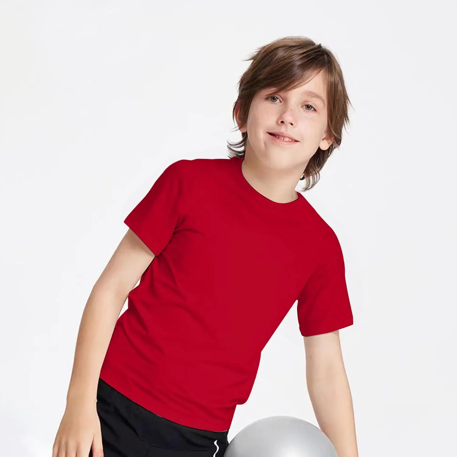 5 Pack Boys/Kids/Teens Quick Dry Shirts Mesh Moisture Wicking Active Athletic Performance T-Shirts(Age 4-18Y)