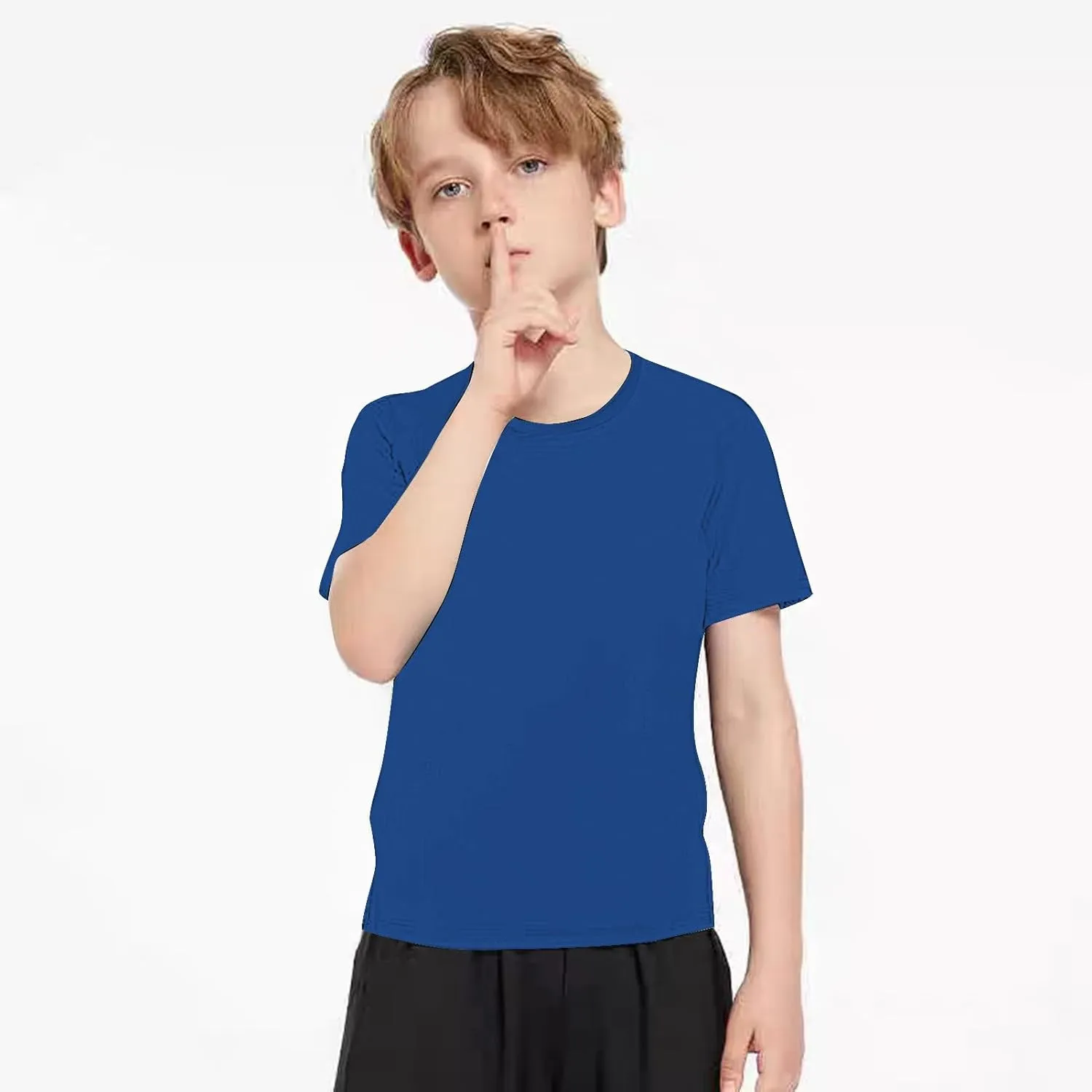 5 Pack Boys/Kids/Teens Quick Dry Shirts Mesh Moisture Wicking Active Athletic Performance T-Shirts(Age 4-18Y)