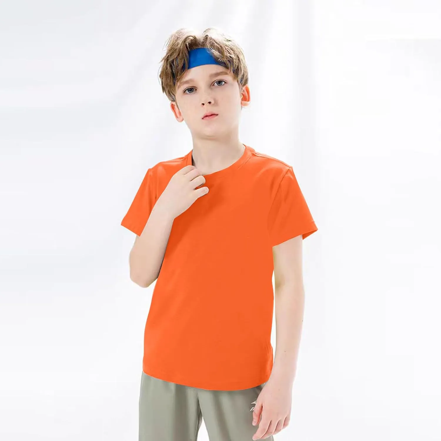 5 Pack Boys/Kids/Teens Quick Dry Shirts Mesh Moisture Wicking Active Athletic Performance T-Shirts(Age 4-18Y)