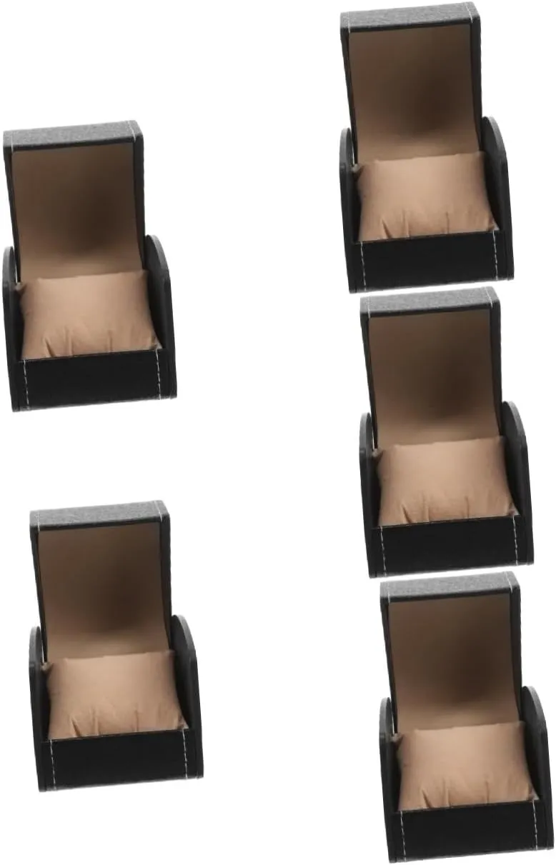 5pcs Box Leather Watch Display Stand Watch Storage Case with Pillow for Men Women