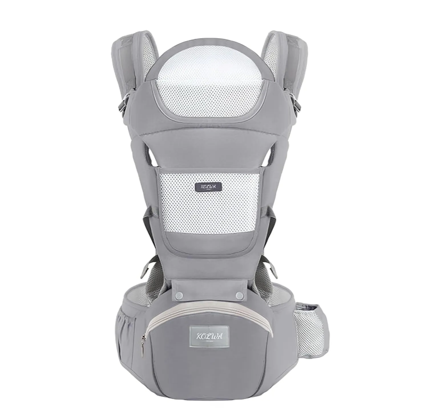 6-in-1 Safety Certified Ergonomic Quality Baby Carrier with Hip Seat: Kangaroo Bag Design for Newborns to Toddlers. Head Supporting Front and Back Support for Parents (Grey)