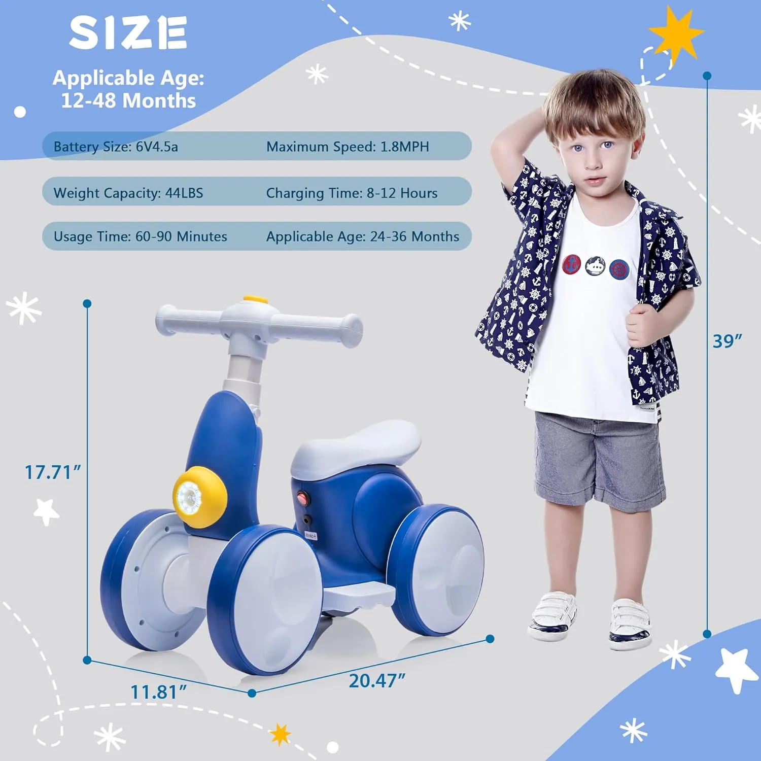 6V Electric Baby Balance Bike with Bubble Machine,4 in 1 Toddler Balance Bike w/Remote Control for 1 Year Old Boys Girls Kids Bubble Bike Ride on Toys w/Powered Motor,Music,LED Lights (Blue)