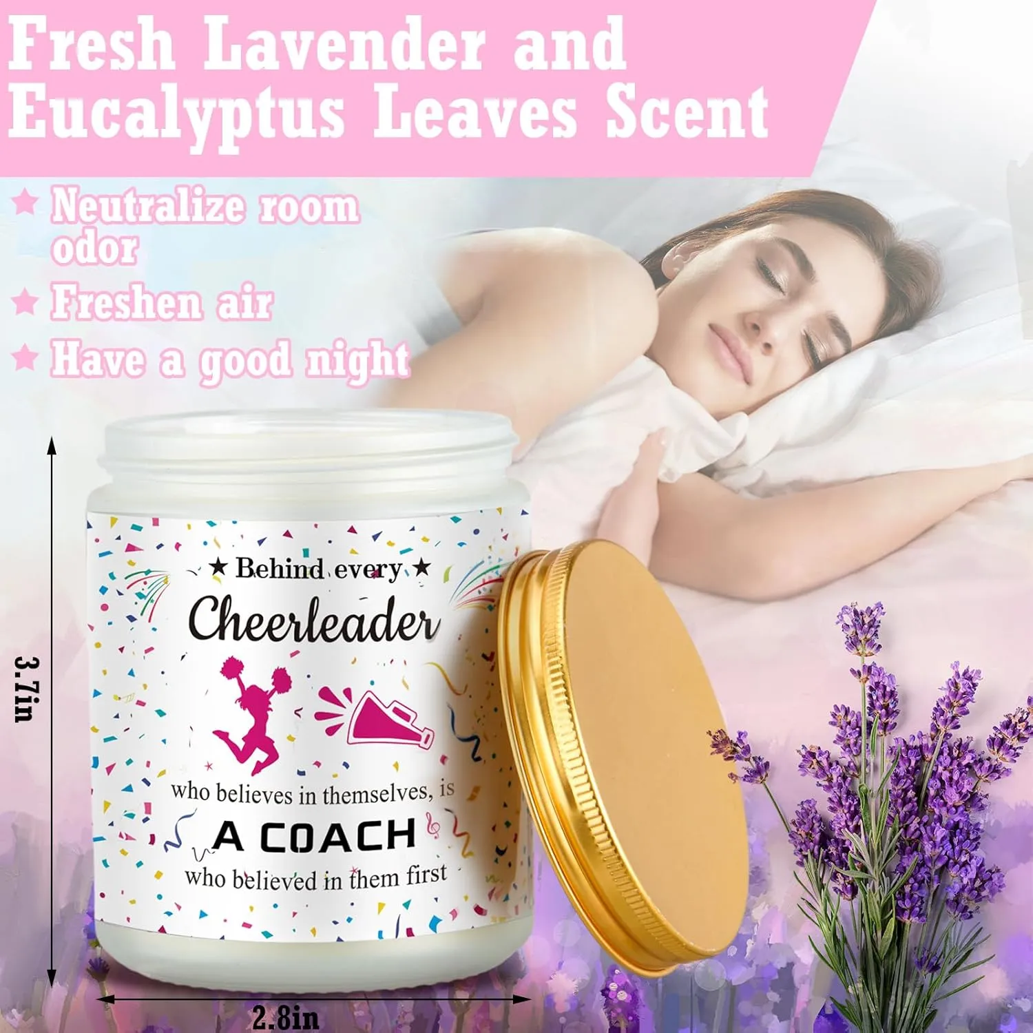 7 Pcs Cheer Coach Gifts for Women Cheerleader Gifts Include Cheer Tumbler Cup, Makeup Bag, Compact Mirror, Candle Cheerleader Card for Coach Birthday(Rose Red)